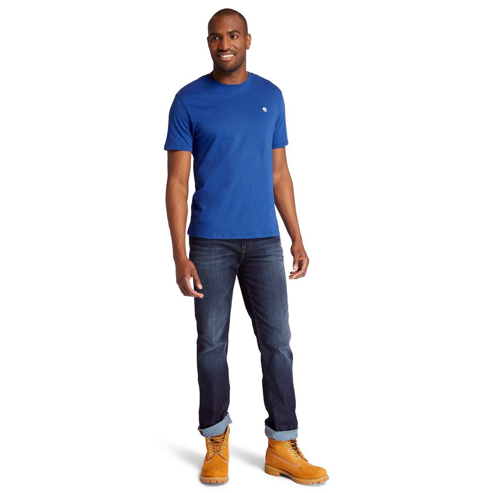 Timberland Mens T-Shirts Embroidered Logo - Blue - India SU2947861